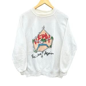 Vintage 80's WEBN Radio White Crewneck Sweatshirt XL 21x27